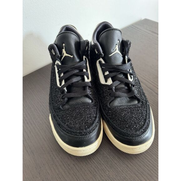Nike Jordan 3 Retro AWOK Vogue Womens Black glitter sneakers Size 9 Shoes - Picture 3 of 7